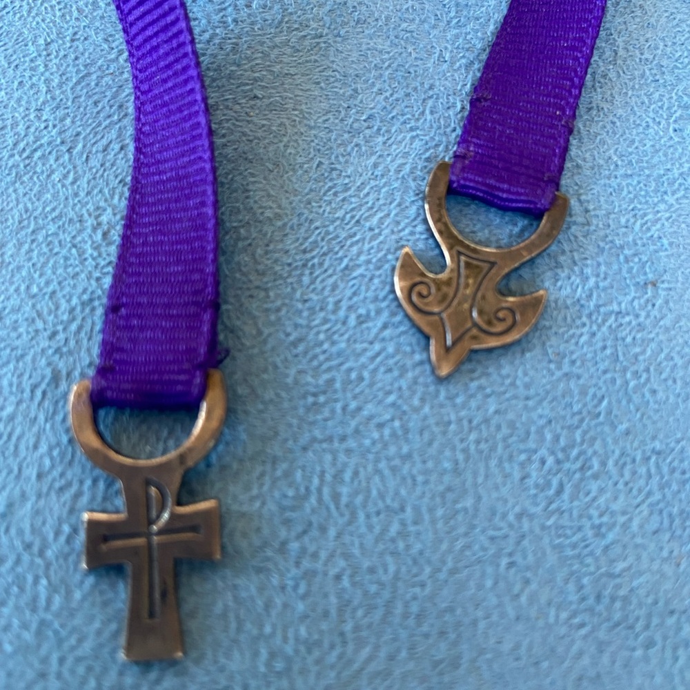 James Avery cross and dove ribbon silver bookmark
